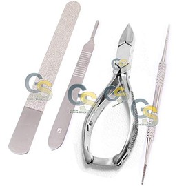G.S PODIATRY CHIROPODY INSTRUMENTS 4 PIECE SET PREMIUM STAINLESS STEEL CURVED CLIPPERS
