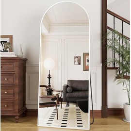 Prywot Full Length Mirror 70" x 26" Arched Floor Mirror Wall Hanging Mounted Mirrors Full Body Mirrors with Stand Simple Home Decor for Bedroom, Dressing Room, White