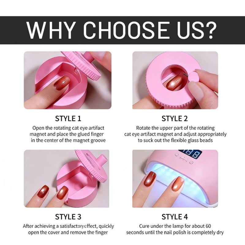 360° Rotating Cat Eye Magnet for Nails,Glass Bead Nail Magnet