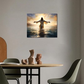 TUMOVO Paint by Numbers Kit for Adults Jesus Christ Walking on Water DIY Art Kit for Adults Calming The Storm Oil Painting with Brushes 16x20 in