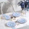 U-QE 20Pcs Blue Plastic Plates - Botanical Stripes Plates Disposable