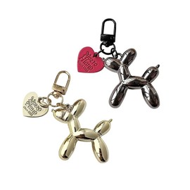 MaoNativey Pack of 2 Women's Key Rings (Gold & Silver) – Elegant Bag Pendant with Dog Motif – Aesthetic Bag Charms for Handbag, Backpack & Key Ring