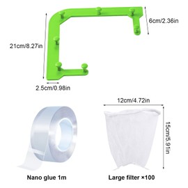 HTRTRR Sink Catcher Bags, 100 Pieces Disposable Mesh Catch Bags with Green Storage Container, Corner Sink Bags for Kitchen Waste Hanging