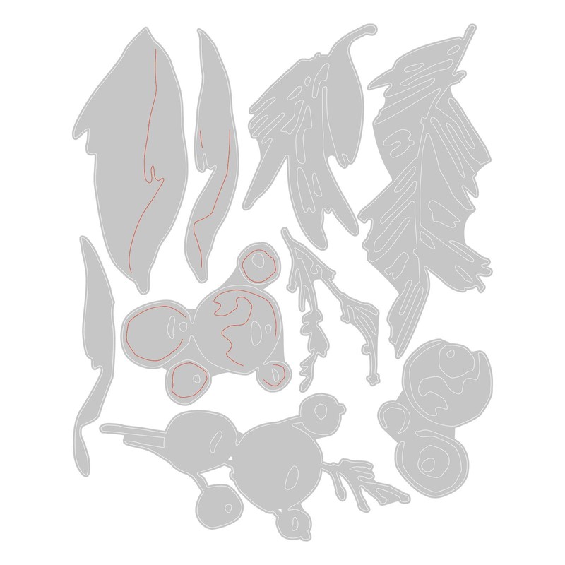 Sizzix 664736 Thinlits Cutting Set 9 Pieces Holiday Brush Stroke