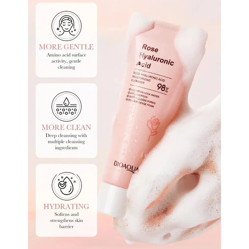 Bioaqua Crema Limpiador Rosas Acido Hialuronico Hidratante