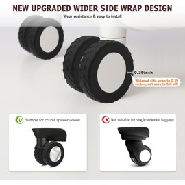 IFYON 8-Pack Black Wheel Covers for 8 Spinner Wheels Luggage and 2-Pack Black Luggage Handle Wraps