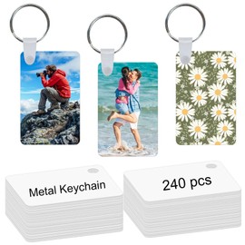 240 Pcs Metal Sublimation Keychain Blanks Bulk,Sublimation Ornament Blanks,Double Sided Sublimation Blanks Keychain