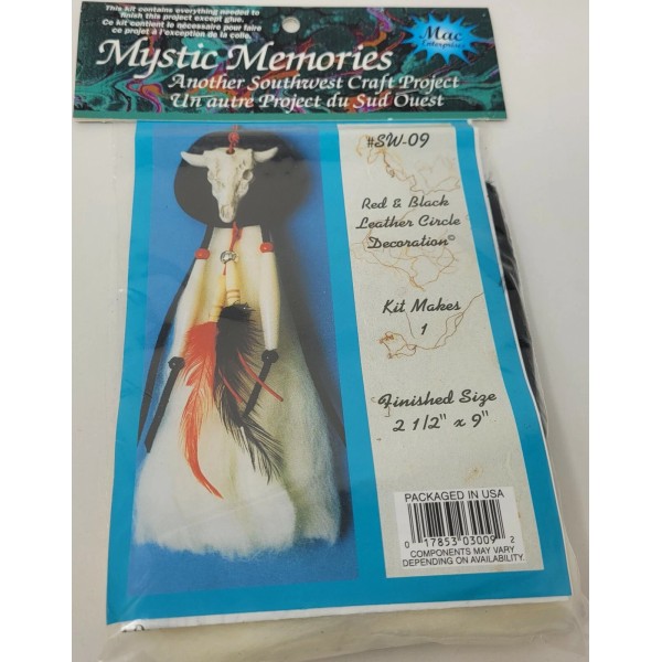 Mac Enterprises Black Leather Circle Southwestern Hanging Decoration Bead Craft