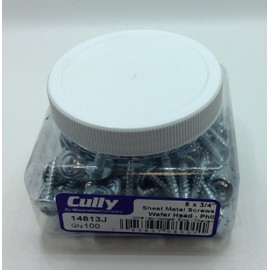 Cully 14813J 8 x 3/4" Wafer Head Sharp Points, Metal Piercing Stud Screw, Phillips - Zinc (100/Jar)