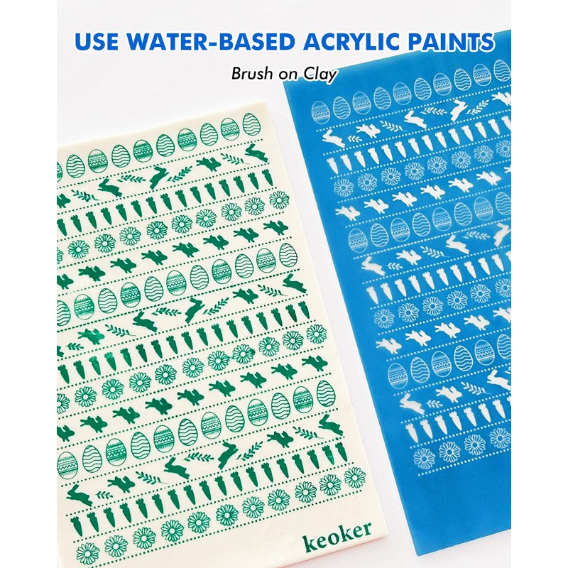 KEOKER Easter Silk Screen for Polymer Clay, 3PCS Easter Silk