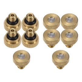 M METERXITY 10-Pack Brass Misting Nozzle, 0.004" 0.1mm Orifice 10/24 UNC O-Ring Replacement Mister Nozzles Plug Mister Heads for Garden Patio Outdoor Cooling System Low-Pressure Atomizing