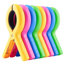 8 Pack Towel Clips for Sun Loungers, Extra Strong 4 Inch Beach Towel Clips, Non Slip Beach Towel Clips for Sun Loungers, Windproof Laundry Pegs for Towels, 4 Bright Colours