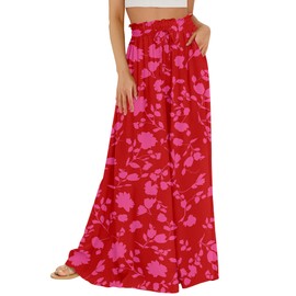 Buauty Women's Wide Leg Pants High Waist Palazzo Pants Boho Flowy Dress Pants 2024 Summer Trendy Casual Lounge Beach Trousers