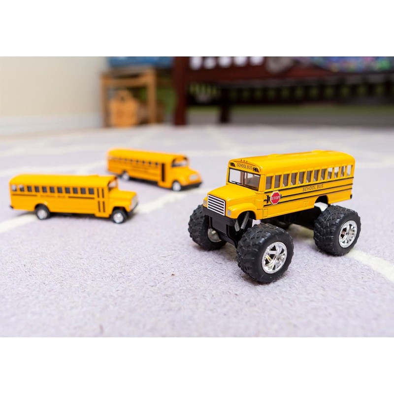 KinsFun 5" Monster School Bus Die Cast Metal Model, Pullback