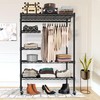 JS HOME Heavy Duty Garment Rack, Free-Standing Rolling Clothes Rack