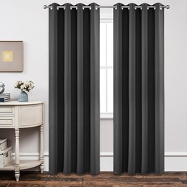 Joydeco Blackout Curtains for Bedroom 84 Inch Long, Thermal Insulated Long Light Blocking Curtains & Drapes 2 Panels, Room Darkening Grommet 52 x 84 Inch Curtains for Living Room Window, Dark Grey