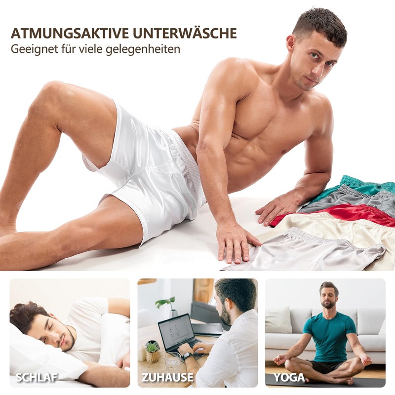 Amy Coulee Satin Sleep Shorts Men's Sleepwear Boxer Shorts, black