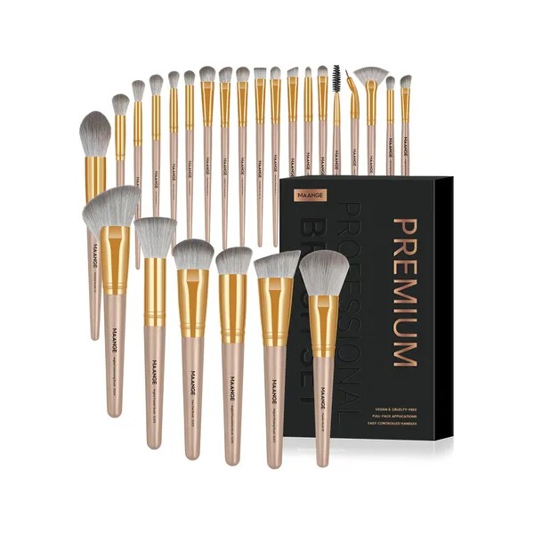 Maange Brochas Set 25 Brochas Maquillaje Profesionales Con Caja Alta