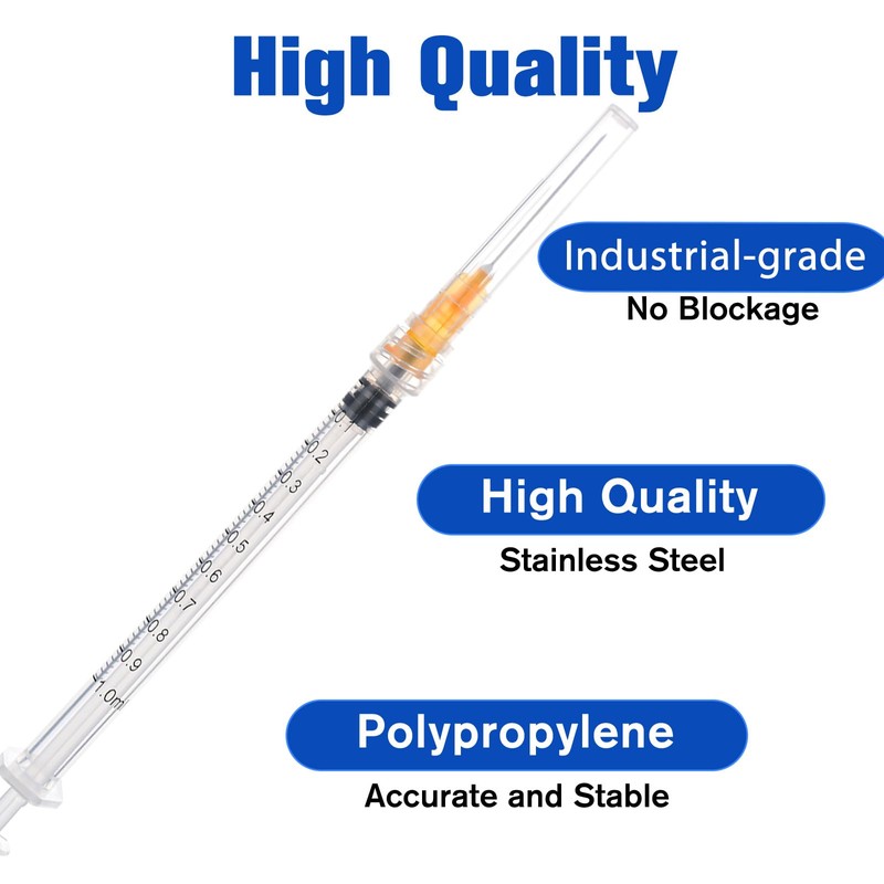 100 Pack Luer Lock 1ml 25Ga 1" Disposable Dispensing Lab