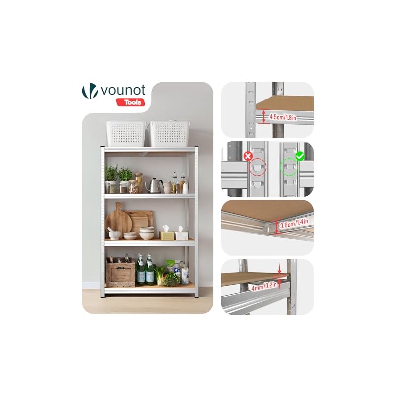 VOUNOT® Heavy-Duty Shelving Unit Set of 2 Shelving Units Basement