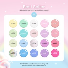 beetles Gel Polish Nail Set 20 Colors Spring Pastel Girly Sparkle Glitter Uv Gel Dreamy Town Collection Macaroon Bright Pastel Nail Manicure Kit with 3Pcs Base Top Coat Gift for Women