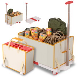 MIKEE Collapsible Wagon Cart Foldable–Foldable Wagon Cart with All-Terrain Wheels–Heavy Duty 330lbs Capacity, 100L Large Capacity, Shopping Carts for Grocery, Camping, Shopping, Pet, Garden & Sports