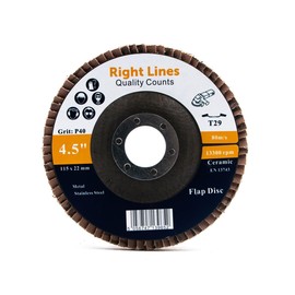 RIGHT LINES Ceramic Flap Disc 115mm 10 Pack P40 grit T29 Bevel Edge For SANDING GRINDING METAL STEEL AND STAINLESS