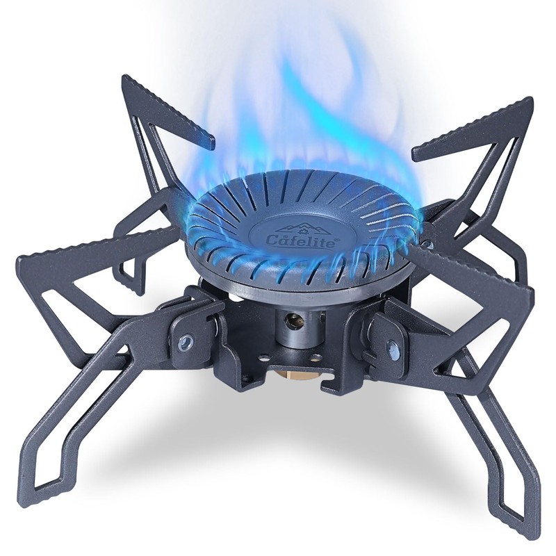 CAFELITE Backpacking Stove, 15000 BTU Windproof Camp Burner, 39.4" Hose