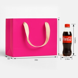 Aosric 12 Pack 16x6x12" Pink Gift Bags with Handles – Large Durable & Reusable Shopping Bags for Clothing, Shoes, Toys, Birthdays, Weddings, Baby Showers, Christmas, and Party Favors