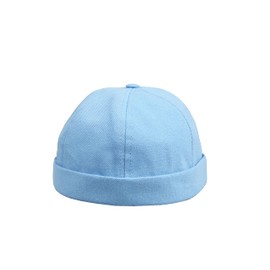 HATSQUARE Cotton Docker Cap, Unisex Brimless Cap, Men Skull Cap, Brimless Beanie Hat, Men Women Cuffed Hat - Baby Blue