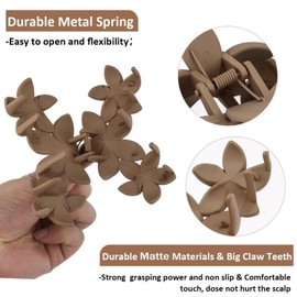 Ling & Bai 4Pcs Flower Hair Claws for Women Frosted Claw Clip Big Cute Strong Hold Headdresses Beach Hair Styling Large Accessories for Long Thick Thin Hair (Black Deep Gray Light Gray Deep Khaki)