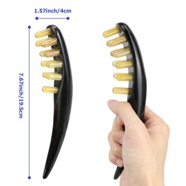 FERCAISH Ox Horn Massage Comb for Back, Neck, Eyes and Face - Meridian Head Scraping Stick with Guasha Therapy and Trigger Point Treatment,Guasha Scraping Massage Tool