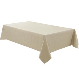 Aocoz Faux Linen Rectangle Tablecloths 60x102 Inch Natural Waterproof Table Cloths for Dining Table Banquets Buffet Parties and Wedding 1 Pack