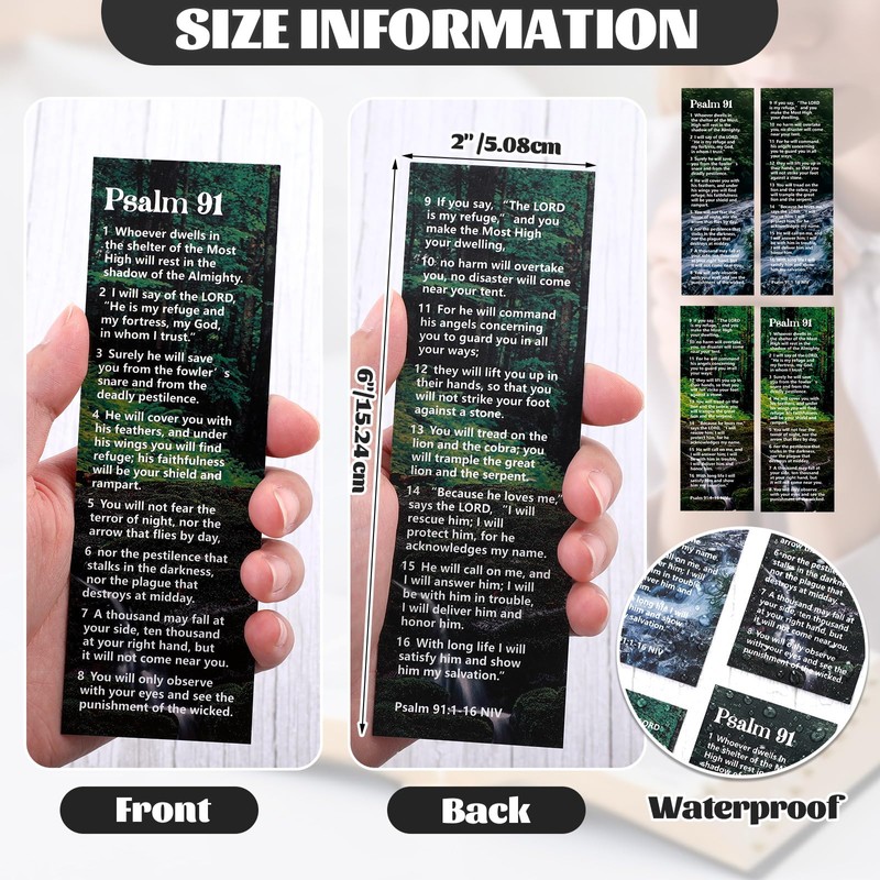 Gueevin 70 Pcs Psalm 91 Bookmarks Christian Bookmarks with Bible