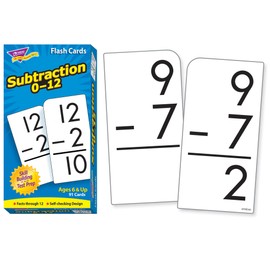 Trend Enterprises: Subtraction 0-12 Skill Drill Flash Cards, Great for Skill Building and Test Prep, Self-Checking Design, 91 Cards Included, for Ages 6 and Up