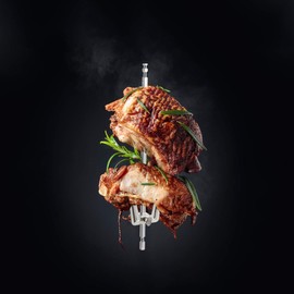 Healeved Air Fryer Fork Stainless Steel Rotisserie Meat Forks Grill Spit Rod Roast Chicken Fork Fish Grilling Fork Air Fryer Accessories for Home Picnic BBQ