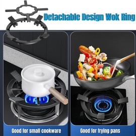 CHDEXU Cast Iron Wok Support Ring for Moka Pot, 2 in 1 Gas Ring Reducer Stovetop Stand for Wok small Saucepan Coffee Pot, Reducer Ring Holder for Gas Stove Hobs Cooker