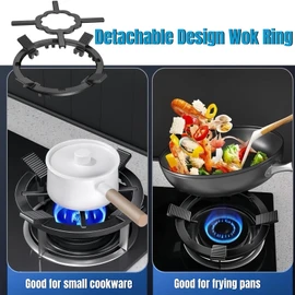 CHDEXU Cast Iron Wok Support Ring for Moka Pot, 2 in 1 Gas Ring Reducer Stovetop Stand for Wok small Saucepan Coffee Pot, Reducer Ring Holder for Gas Stove Hobs Cooker