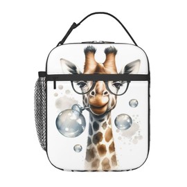 VODRM Cute Giraffe Lunch Box for Kids,Fun Insulated Bag for Student,Animal Reusable Thermal Insulation Cooler Tote Bags for School Work Picnic Camping Outdoor Gifts (Funny Giraffe)