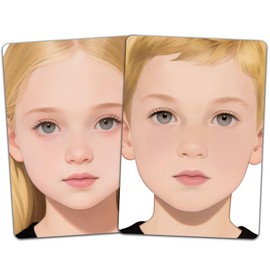 DELORIGIN 2PCS Face Painting Practice Board, Reusable Makeup Practice A4 Board Facial Paint Exercise Template Stage Festival Carnival Makeup Training Sheet for Face Painter (Blonde hair)