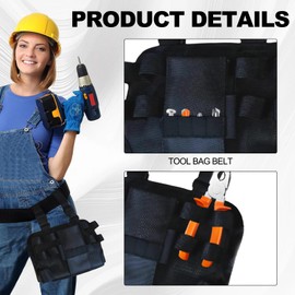Tool Bag with Belt Clip, Tool Bag for Legs, Tool Holder for Electricians, Multiple Pockets for Hand Tools, Repair Tool Bag Around Your Leg Tool Bag for the Leg