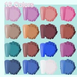 Joyeee Pigment for Nails, 16 Colours Nail Pigment Palette Contains 6 Sponge Sticks, Nail Pigment Powder Palette, Ombre Nail Powder for Nail Art, Manicure, DIY Accessories, A