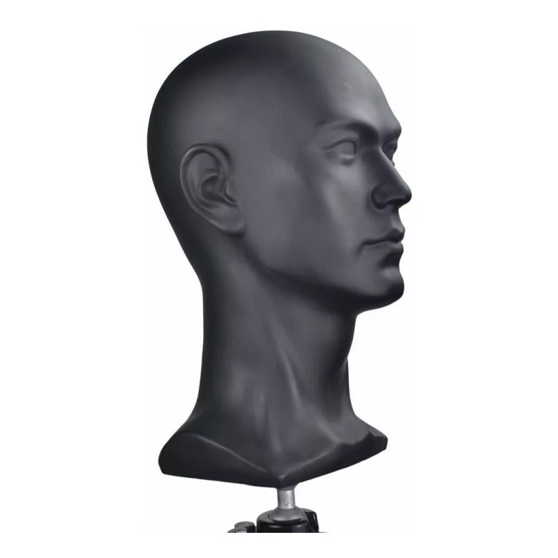 Si Fi Pvc Mannequin Head Black Male Manikin Dummy Stand