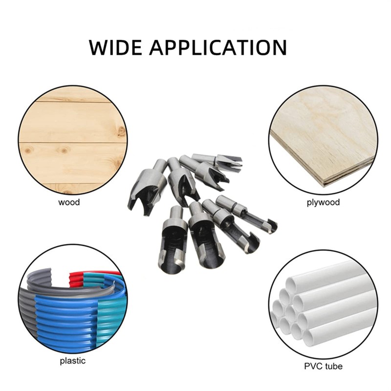 dophee 8Pcs Wood Plug Cutter Drill Bit Set, Straight and