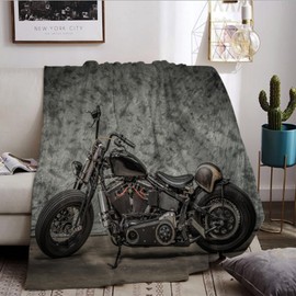 Motorcycle Cuddly Blanket, Soft and Warm Motocross Fluffy Blanket, for Teenagers, Men, Women (Motorcycle-A, 130 x 150 cm)