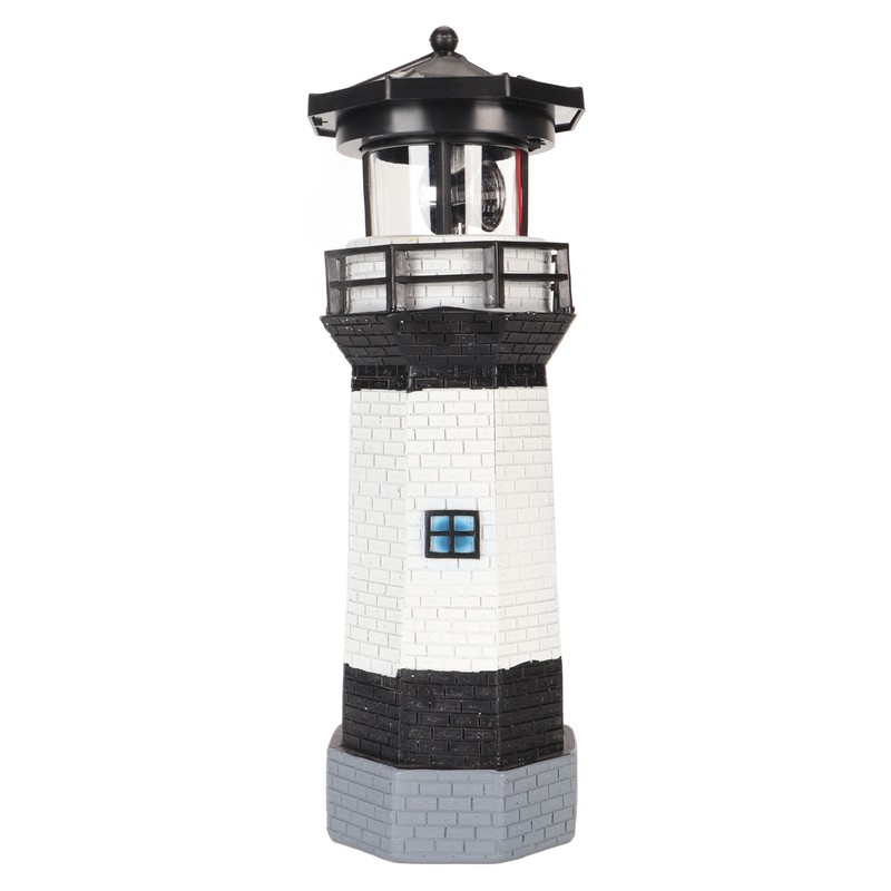 Solar Lighthouse 360 Degree Rotating Lighthouse Decoration Fadeless Resin LED
