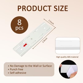 8 Pieces Adhesive Punch-Free Socket Holder, Power Strip Holder, Strong Fixing, Easy to Install, Organize Desktop, Suitable for Kitchen, Home, Office (White)