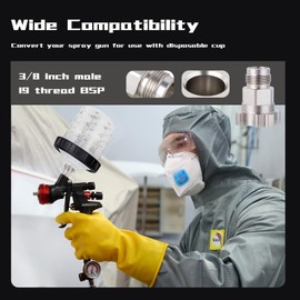 AEROPRO TOOLS Spray Gun Cup Adapter 19029, G3/8, 3/8 inch male 19 thread BSPP, Converts A608, LVLP HVLP Paint Guns for Disposable Spray Gun Cup, 1 Pack