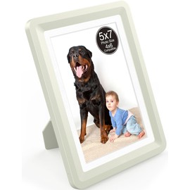 Vilkok 5x7 Picture Frame or 4x6 with Mat, 5-Second Assembly, One-Click Stress Relief Tabletop Picture Frames, Anxiety Relief Gift & Home Office Decor,Lightgrey Color