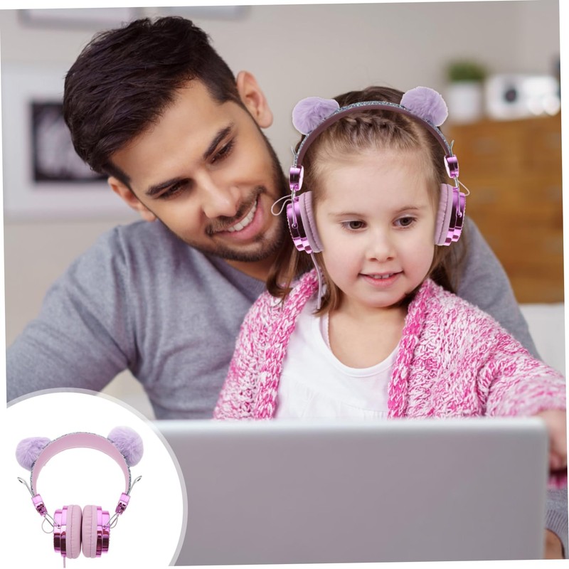 LABRIMP Boy Girl Over Ear Headphone Microphone Furry Cat Ear